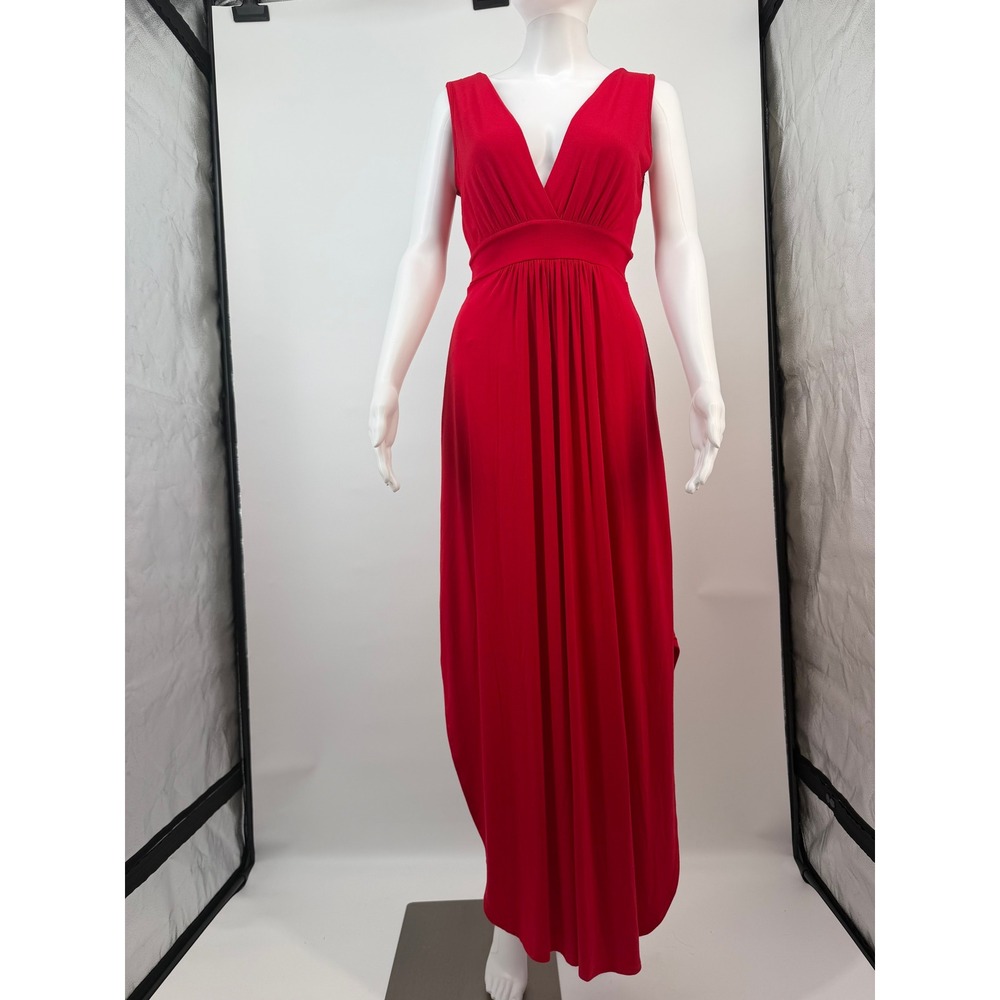 Fraiche by J Red V Neck Jersy Maxi Dress